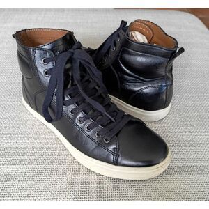 Perry Ellis America Men's Olson Black High Top Leather Sneakers Size 8.5